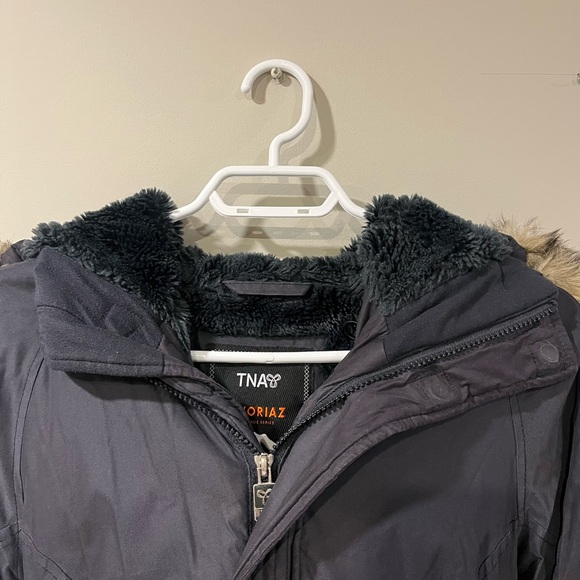 Blue Charcoal Hooded TNA Winter Jacket - Picture 3 of 5